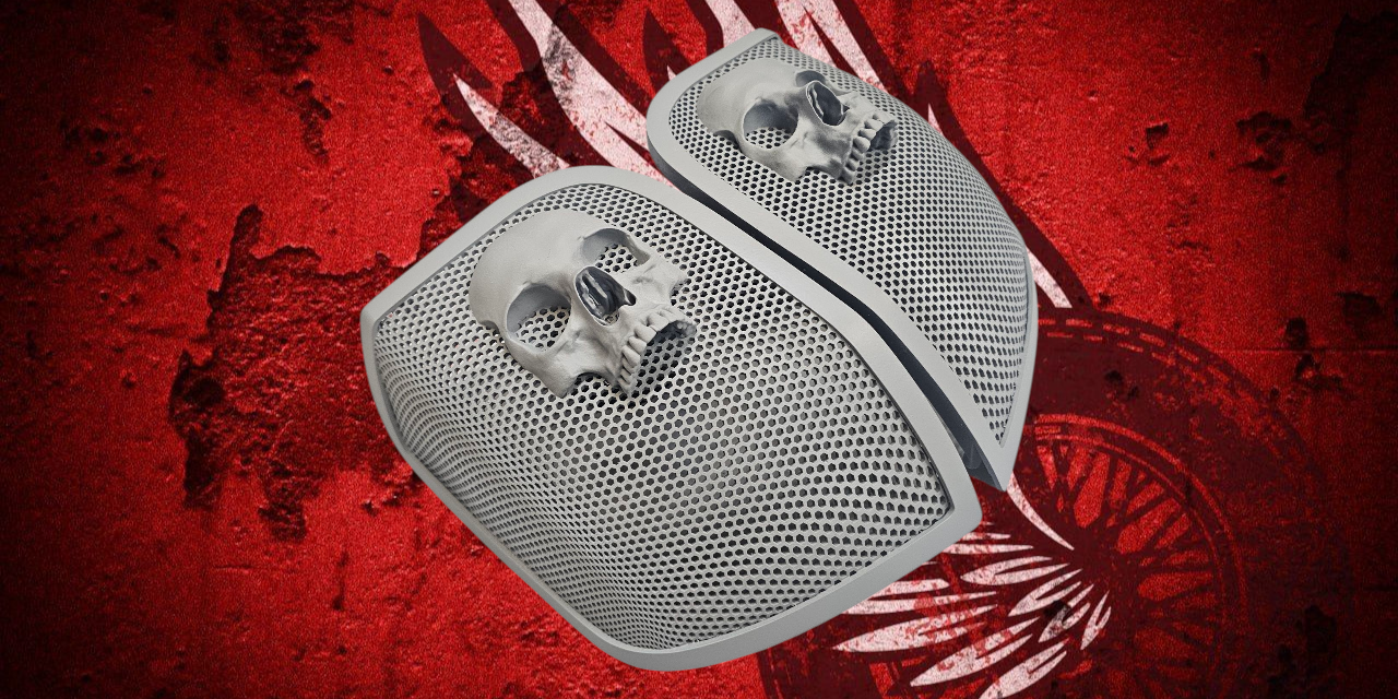 14-24 Harley Davidson bag lid Speaker Grill Cover Ancient Skull