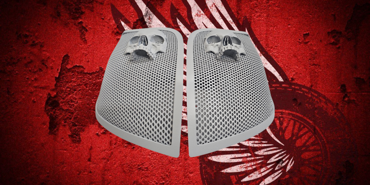 14-24 Harley Davidson bag lid Speaker Grill Cover Ancient Skull