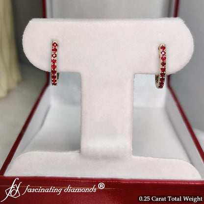Round Cut 0.25 Ct Diamond Hoop Earrings