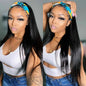 Jerry Curly Half Wig Human Hair Seamless Kinky Curly 3 In 1 Half Wig  Glueless  Heandband Clip In Wig No Sew In Black Color