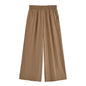 Women Fashion 2 Piece Set Solid Front Zipper Shirts & Vintage High Elastic Waist Trousers Female.