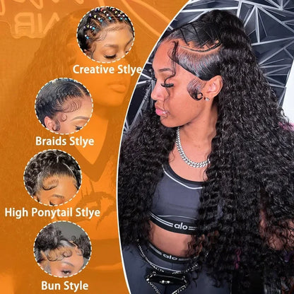 13x4 13x6 HD Transparent Lace Deep Wave Frontal Wig 40 Inch Jerrly Curly Lace Front HumanHair Wig For Deep Curly Water Wave Wig