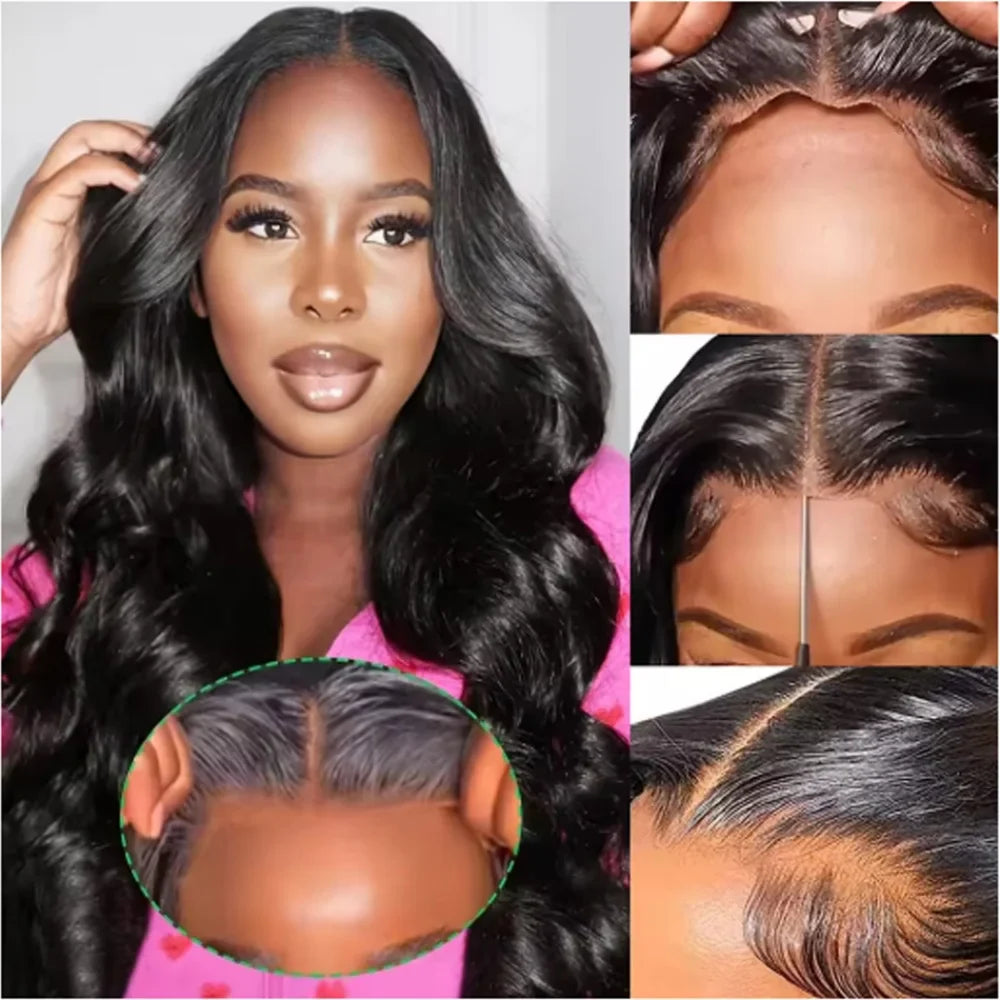 13x6 Body Wave Lace frontal Wig Human Hair Pre Plucked Glueless 13X4 Brazilian Body Wave HD Transparent Lace Wigs For Women