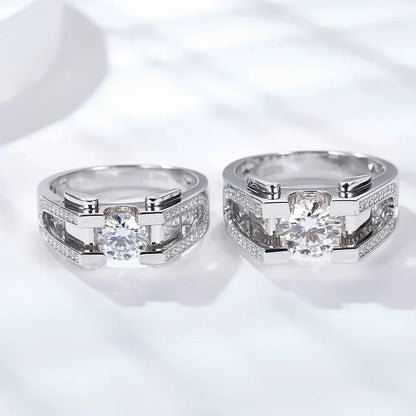 NeeTim 1ct 2ct Moissanite Ring For Men 925 Sterling Silver with White Gold Plated Wedding Band Man Rings Luxury Fine Jewelry