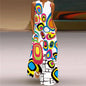 Elegant Sleeveless Women Dress, Vintage Print Loose Long Maxi Dresses Lady V Neck Pocket Sundress Plus Size