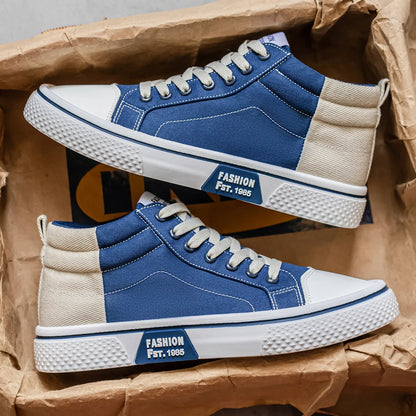 Men canvas shoes, fashionable and trendy, mid-top, comfortable, outdoor hiking, lightweight.