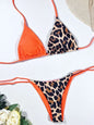 Halter Splicing Leopard Bikinis 2026 Satin Bikini Female Swimsuit Women Swimwear.