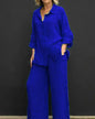 Two Piece Sets Women Outfits,  Fall Simple Long Sleeve Shirt Loose Trousers Set Office Casual.