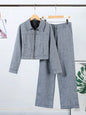 Women's Outwear 2 Piece Set Coats Pants ,Zipper Short Jackets, Straight-Leg Trouser Woman Clothes