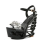 PU leather Strange Style Platform Sandals Women customized Heel Wedges Shoes Big Size Rivet High Heel  Gladiator Sandals