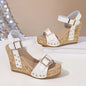 Vintage Platform Wedge Heel Ankle Strap Sandals Women Summer 2026 Thick Bottom Super High Heel Sandals Woman's Designer Shoes