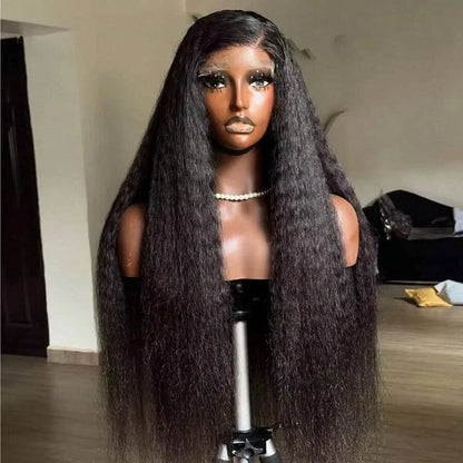 Kinky Straight Human Hair Wigs13x4 Glueless Wig 5x5 HD Lace Front Human Hair Wigs Yaki Straight Frontal Lace Wig for Black Women Ready to Go