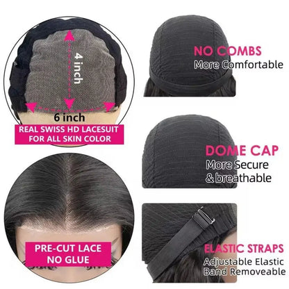 Ready To Wear Body Wave Glueless Wigs 6x4 5x5 Pre-Cut Lace Closure Remy Human Hair 13x4 Lace Frontal Wig Brazilian Curly Wave