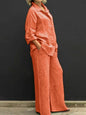 Two Piece Sets Women Outfits,  Fall Simple Long Sleeve Shirt Loose Trousers Set Office Casual.