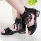3 5 9 10 12 Year Kids Bow Sandals, Cute Princess Fashion High Heels Tassel School Shoes.