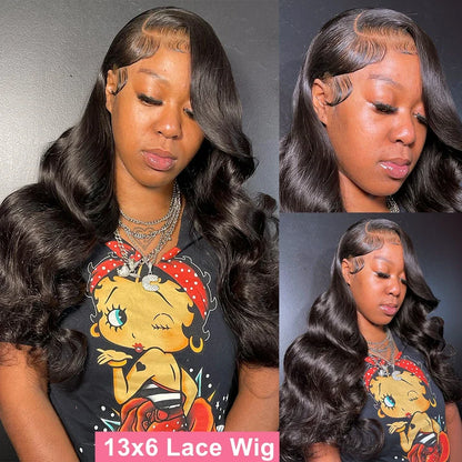 13x4 Body Wave Human Hair 13x6 Hd Lace Frontal Wigs 200 Density 46 Inch For Black Women Pre Plucked Wave Lace Frontal Wig