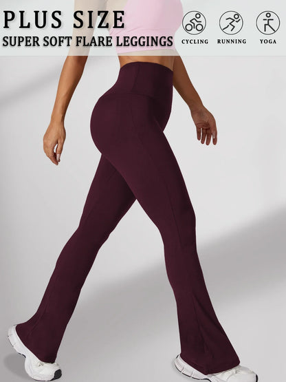 Plus Size Women's Super Soft High Waisted Flare Pant, Soft Bootleg Bell Bottoms.
