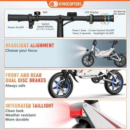 eBike Boys Folding Electric Bike - 350W Motor, Compact Design