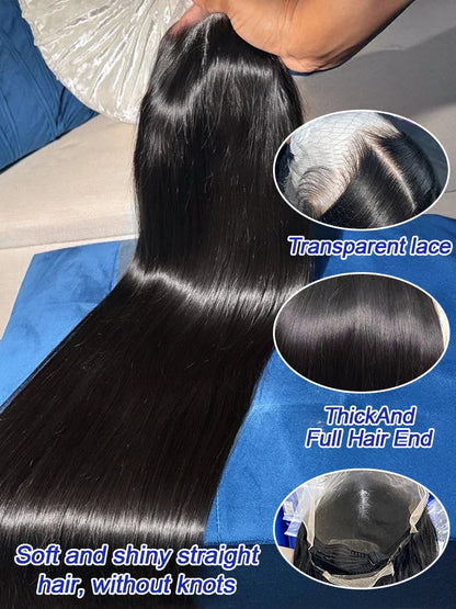 Brazilian 40 Inch Real 250 Density Glueless Hd Lace Frontal Human Hair Wigs Bone Straight 13x4 13x6 Hd Lace Front Wig For Women