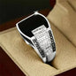 Classic Men Ring Fashion Metal Gold Color, Inlaid Black Stone Zircon Punk Rings for Men.