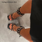Punk Style Spikes Ankle Strap Stilettos Square Open Toe Thin High Heels Party Shoes Women's Streetwear Evening Trending Sandals