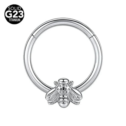 G23 Titanium Bee Septum Nose Ring Piercing Body Jewelry 16G Moon Segment Snake Clicker Helix  Ear Cartilage Heart Daith Hoop