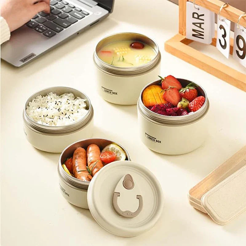 Portable Insulated Food Lunch Container Set, with Thermal Lunch Box, 3 Separate Stackable Lunch Containers.