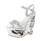 PU leather Strange Style Platform Sandals Women customized Heel Wedges Shoes Big Size Rivet High Heel  Gladiator Sandals