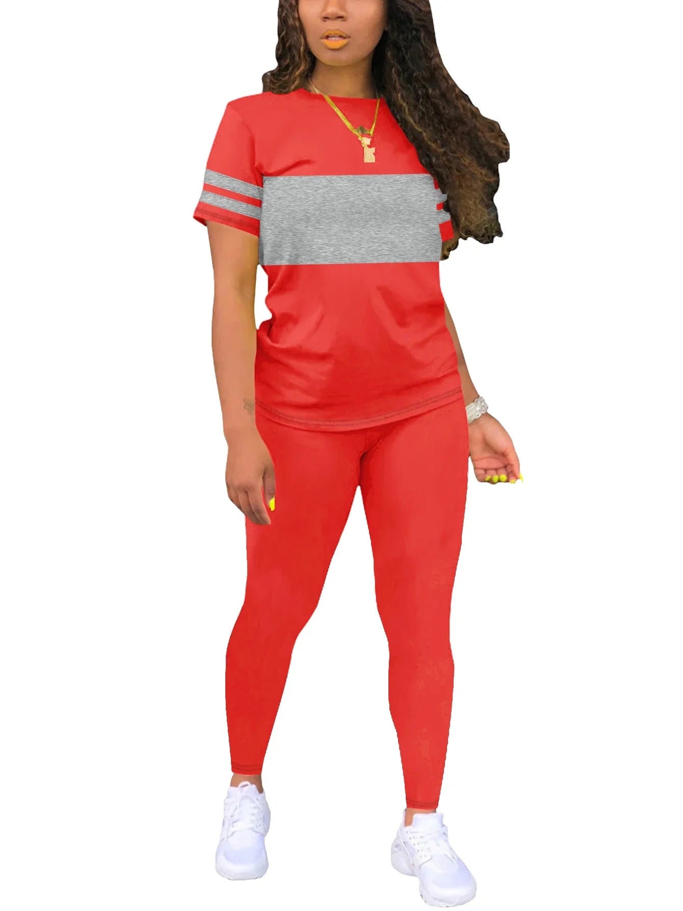 Women's Summer Casual Set, Fashionable Comfortable Ensemble Ladies Clothing Outfit.