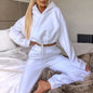 Winter Tracksuit Women Two Piece Set - Oversized Hoodie Sweatpants, Solid Color Sportswear Suit.