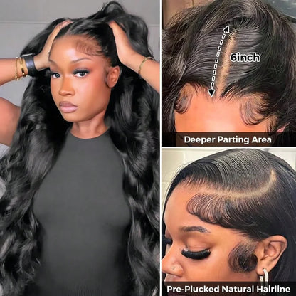 13x4 HD Transparent Lace Front Wigs For Women 34 Inch Body Wave Human Hair Wig 250% Density Pre Plucked Lace Frontal Wig