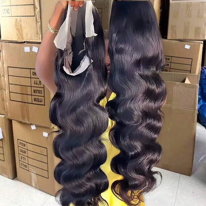 40 42 Inch Body Wave Human Hair Wigs 250% Density 13x6 HD Lace Front Human Hair Wig 5x5 Gluless Lace Closure Wig Preplucked