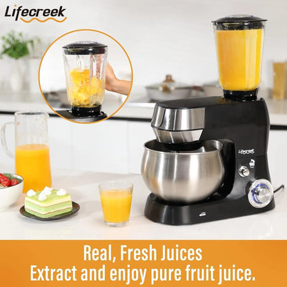 3-in-1 Multifunctional Stand Mixer, 5.3Qt 660W, 6-Speed Tilt-head with Stainless Steel Bowl, Meat Grinder, Juice Blender.