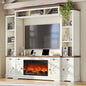 98in Farmhouse Entertainment Center with 36" Fireplace, TV Stand, Bookshelf, Wine Cabinet, Fits 75" TVs, Wall Unit Media Console.