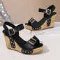 Vintage Platform Wedge Heel Ankle Strap Sandals Women Summer 2026 Thick Bottom Super High Heel Sandals Woman's Designer Shoes