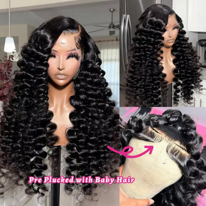 Loose Deep 13x6 Lace Front Human Hair Wig 30 40 Inches Brazilian Water Deep Wave 13x4 HD Lace Frontal Wig Curly Wigs For Women