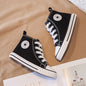 Children High-Top Canvas Shoes, Soft Bottom Comfortable Non-slip Casual Shoes, Simple Solid Color Lace-Up Canvas Shoes.