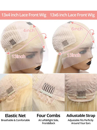 613 Hd Lace Frontal Wig 13x6 Blonde Human Hair Wigs 250 Density Body Wave Lace Front Wigs Colored Human Hair Pre Plucked 40 Inch