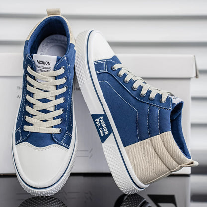 Men canvas shoes, fashionable and trendy, mid-top, comfortable, outdoor hiking, lightweight.