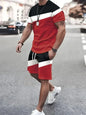 Men short sleeved shirt outdoor breathable, quick drying street fashion casual round neck T-shirt shorts set.