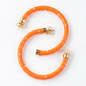 Orange with Pearls Hoop Earrings