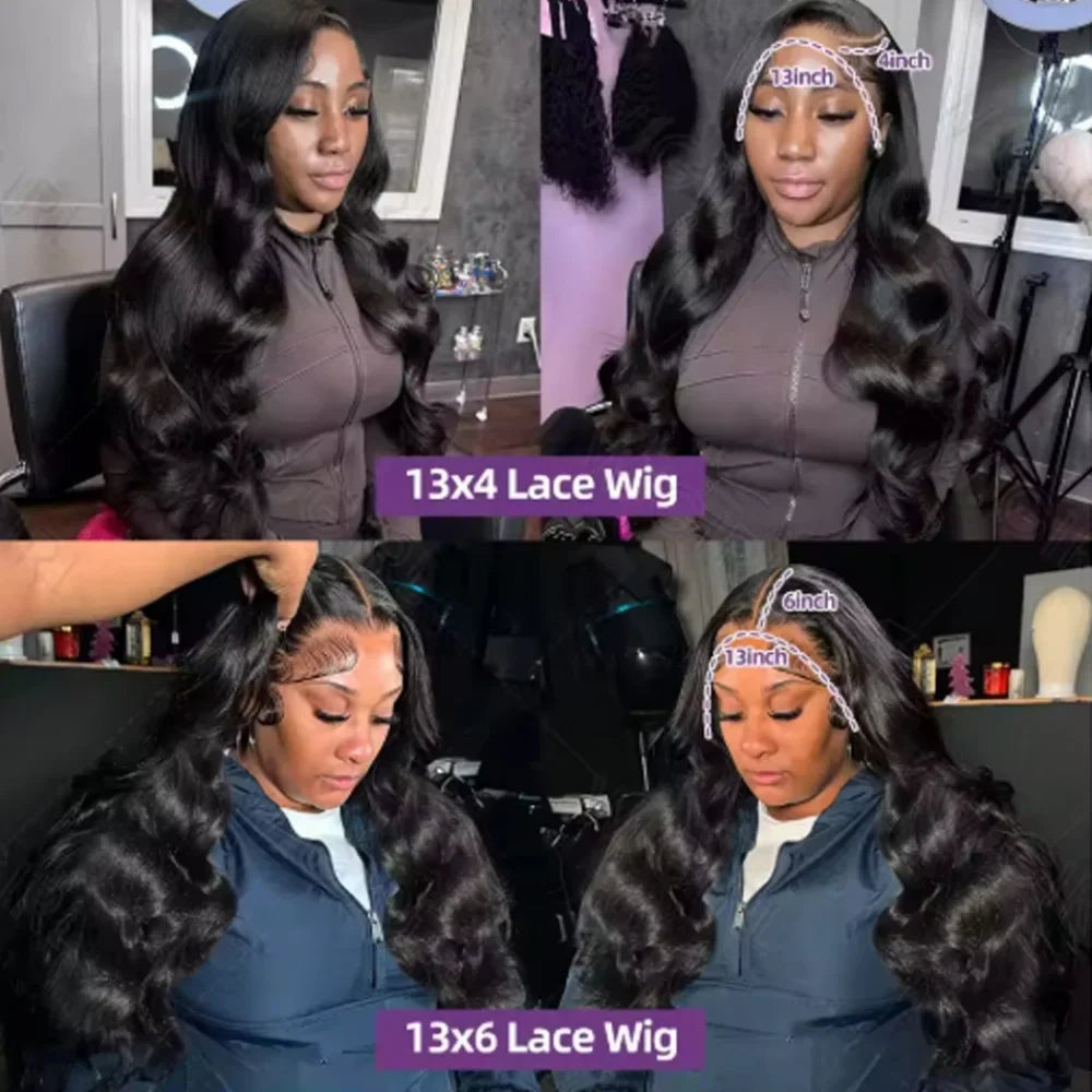 13x6 Body Wave Lace frontal Wig Human Hair Pre Plucked Glueless 13X4 Brazilian Body Wave HD Transparent Lace Wigs For Women