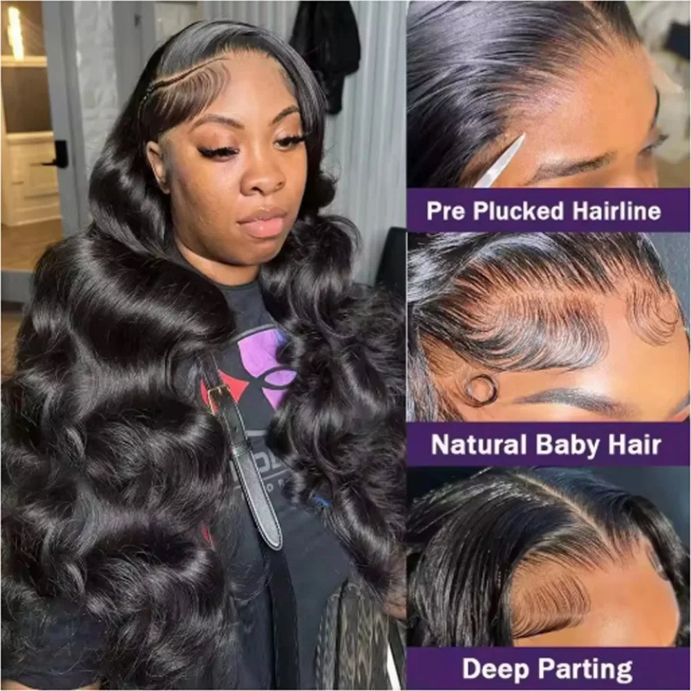 13x6 Body Wave Lace frontal Wig Human Hair Pre Plucked Glueless 13X4 Brazilian Body Wave HD Transparent Lace Wigs For Women