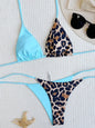 Halter Splicing Leopard Bikinis 2026 Satin Bikini Female Swimsuit Women Swimwear.