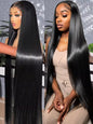 40 46 Inch 13x4 13x6 HD Transparent Bone Straight Lace Front Wigs 220 Density Brazilian Human Hair Wigs For Women