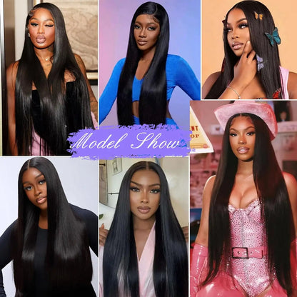 13x6 Lace Front Wigs Human Hair Pre Plucked Straight Human Hair Wig 200% Density HD Lace Frontal Wigs for Women Natural Black