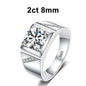NeeTim 1ct 2ct D VVS1 Moissanite Ring For Men 925 Sterling Silver with Gold Plated Engagement Wedding Band Lab Diamond Man Rings