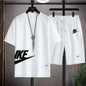 summer men casual short sleeved T-shirt shorts sports set, outdoor breathable jogging shorts 2-piece set.