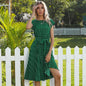 Summer Dresses For Women High Waist Midi Elegant Pleated Polka Dots , Dinner Party Vacation Dress.