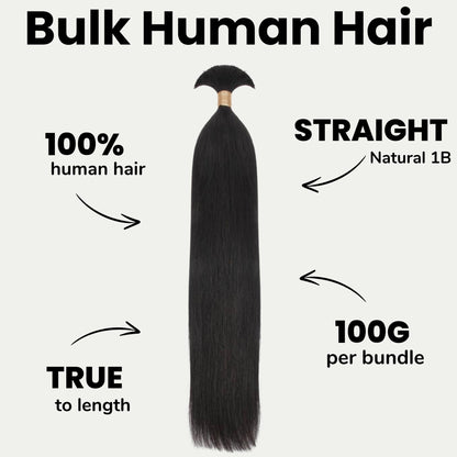 Straight Bulk 100% Human Braiding Hair